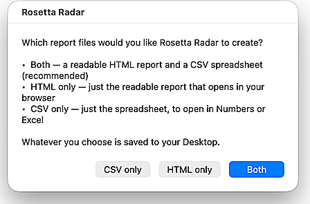 Which report files to create