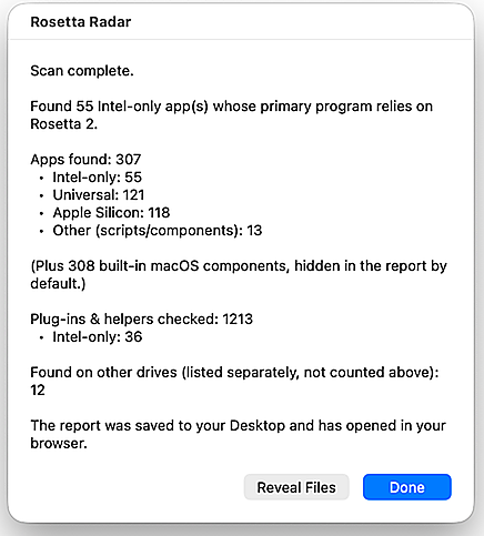 The completion summary box